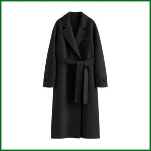 Wool Pea Coat Double Breasted Belted Trench Coat